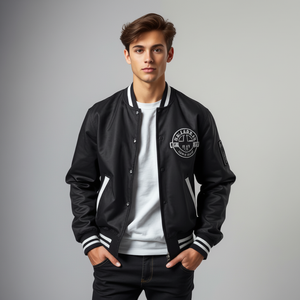 Veste universitaire personnalisée corps en laine et cuir broderie personnalisée chenille patch chaud à l'intérieur doublure en polyester pour hommes femmes enfant - Product Image 1