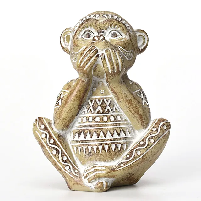 Africa India Style Art Decoration Hand Carved Wooden Animals Monkey Resin Statue Figurine Craft Gift Sculpture For Table