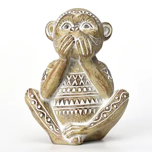 Africa India Style Art Decoration Hand Carved Wooden Animals Monkey Resin Statue Figurine Craft Gift Sculpture For Table