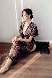 新着ファッションデザインシースルー半袖パジャマレースまつげ女性セクシーランジェリー - Product Image 6