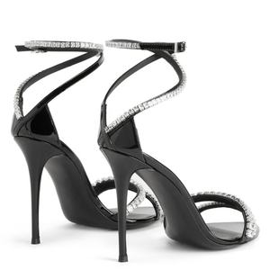 Zapatos enjoyados de lujo, Sandalias de tacón de diamantes de imitación de cristal de alta calidad de diseñador para mujeres y damas 2024 - Product Image 4