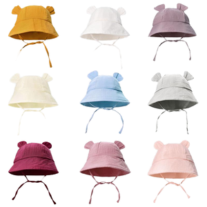 Ins verano bebé Color sólido gasa lavabo sombrero europeo y americano bebé nuevo conejo orejas pescador sombrero niño niños sol sombrero - Product Image 1