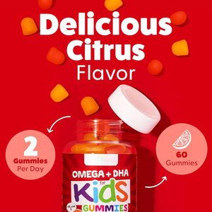 Factory Supply Wholesale Dietary Supplement Vitamin C Gummies with <strong>DHA</strong> , Supports Healthy <strong>Brain</strong> Function, Vision &amp; Heart <strong>Health</strong> - Product Image 2