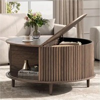 Meuble de rangement vertical à lames en bois massif, avec dessus rabattable et compartiment caché, finition bois foncé, Nankang, vente en gros, pour salon et canapé