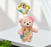 Pantalon cargo en peluche mignon et une sangle bandoulière pour bouteille d'eau avec un porte-clés en forme d'ours en peluche et accessoire de suspension pour sac