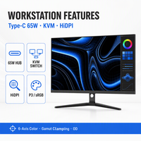 Moniteur professionnel 32 pouces 4K UHD, couleurs fidèles, 3840x2160 IPS, 98% DCI-P3, 10 bits HDR400, Type-C 65W, KVM, 6 axes, OEM