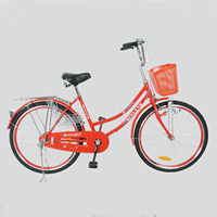 Sepeda Kota 20/22/24/26 Inci Single Speed Rangka Baja Rem Cakram dengan Keranjang Depan untuk Wanita, Klasik untuk Berkomuter di Perkotaan