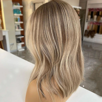 Pelucas frontales de encaje HD, cabello humano con cutícula de Color rubio y marrón, resaltado a la moda, transparente
