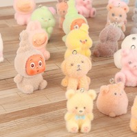 Ensemble de breloques animales floquées mignonnes, motifs pingouin, ours, lapin, mini pendentifs en résine pour la fabrication de bijoux DIY et la création de porte-clés