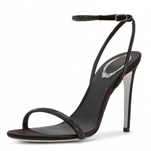 Sandalias 2025 nuevas mujeres europeas y americanas hebilla de Punta abierta con diamantes de imitación Sexy tacones altos mujeres tacón fino estilo Hada