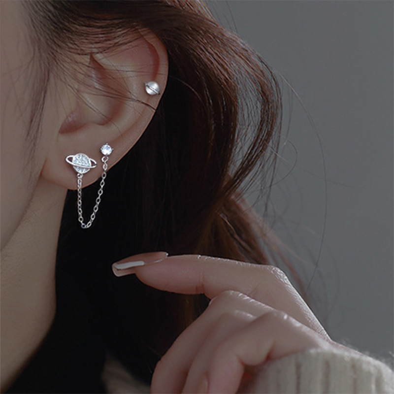 Stud Earrings Earrings In One Ear Meaning 18k White Gold 3-prong