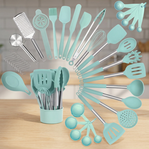Juego de Utensilios de Cocina ECHOES, 43 Piezas, Resistentes al Calor, Aptos para Alimentos, Negros, con Mango de Acero Inoxidable y Silicona, Aptos para Lavavajillas - Product Image 3
