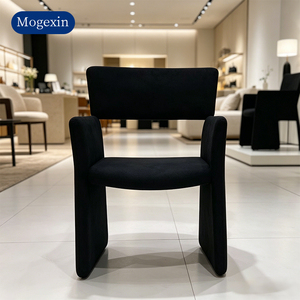 Ensemble de chaises de salle à manger modernes en tissu noir avec accoudoirs découpés, chaises rembourrées pour restaurant, hôtel - Product Image 1