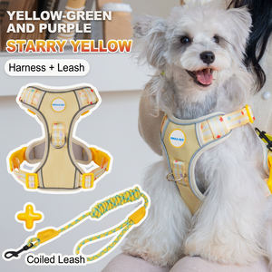 Harnais réfléchissant pour animaux de compagnie, gilet réglable en nylon et maille pour chien et chat avec laisse pour la promenade en extérieur - Product Image 1