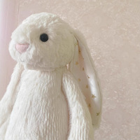 Boneka Kelinci Jellcatt UK Lucu Warna Putih, Kelinci Pemalu Bermotif Bintang dengan Telinga Panjang
