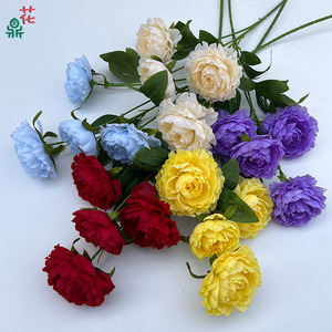 Fleurs artificielles Pivoine Bouffante, Rose Romaine à 4 têtes en soie, pour décoration d'arche de mariage, style guirlande, design moderne - Product Image 2
