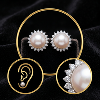 Boucles d'oreilles clous en perle unique grande et brillante, style fixe, perle ronde pour femme, cadeau de mariage, livraison rapide