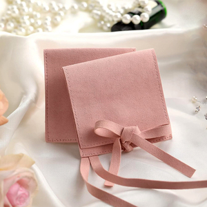 8x8 cm Small Jewelry <b>Gift</b> Packaging Bags Luxury Microfiber Jewelry Pouch With <b>Bow</b> Tie for Bracelet Necklace With String Divider - Product Image 3