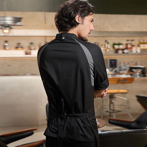 Uniformes de Chef de Alta Gama para Hombre, Manga Larga, para las Cuatro Estaciones, de Sarga Blanca, Poliéster/Algodón, OEM, para Uso en Restaurantes y Bares - Product Image 6