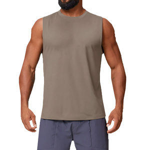 เสื้อกล้ามวิ่งผู้ชาย OEM สีพื้น ระบายอากาศ แห้งเร็ว สำหรับออกกำลังกาย ฟิตเนส ลำลอง เล่นกีฬา แบบไม่มีแขน - Product Image 2