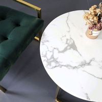 Table basse en marbre meubles de salon en verre rond en métal miroir personnalisable argent moderne salle à manger européenne en option
