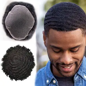 100% Real Human Indian Male virgin Hair Full lace unprocessed American Curly Mens wig unite Afro Curl Toupee for Black men