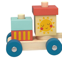 Mainan kereta susun kayu, mainan edukasi dini, Puzzle blok bangunan, bentuk cocok untuk anak-anak