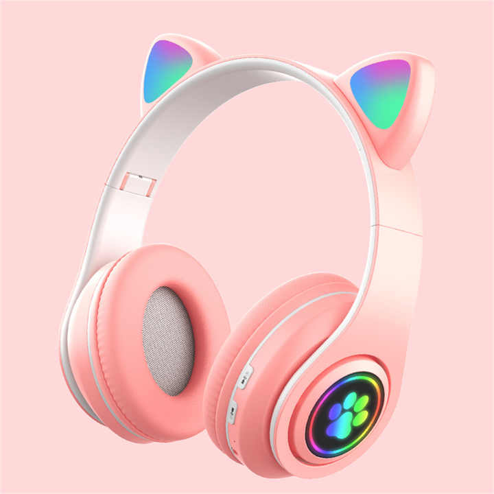 かわいい猫耳B39ワイヤレスヘッドホンLEDライトワイヤレスイヤホン対応