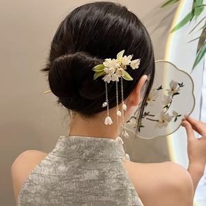 フラワーハンフーヴィンテージパールタッセルヘアフォーク中国のヘアピンスティックヘア箸アクセサリー女性の女の子のための - Product Image 2