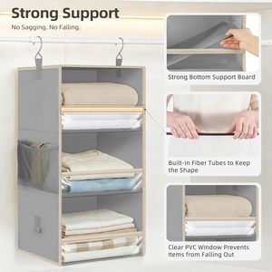 6-Shelf Hanging Closet Organizer 1-Pack Collapsible <b>Storage</b> For Bedroom Dorm Room With Mesh Pockets And Hooks - Product Image 5