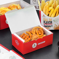 Boîtes à emporter pour poulet frit et hamburgers, biodégradables, en papier alimentaire, avec logo personnalisé en relief, doublées d'éponge, jetables, pour la restauration rapide