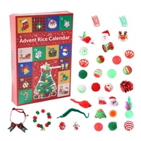 PAIPET voor populaire interactieve plastic katten-kerst adventskalender blind box set met 24 vakjes, cadeaudoos voor huisdieren