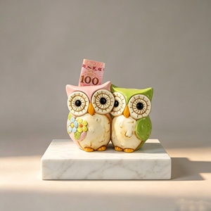 Salvadanaio in Ceramica a Forma di Gufo Floreale Dipinto a Mano, Colorato, a Tema Animale, Regalo per Bambini, Decorazione da Scrivania e <span class=keywords><strong>Casa</strong></span> - Product Image 2