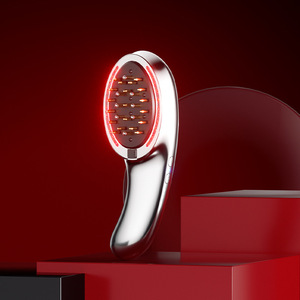 Ergonomic Portable Red Blue Light Therapy Vibration Electric <b>Head</b> <b>Massage</b> Comb Scalp Applicator Hair Growth Tonic Guide Brush - Product Image 4