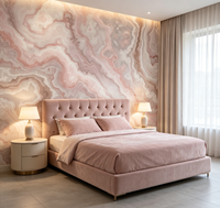 Papier peint texturé en marbre onyx rose, murale murale en agate rose doux pour salon, chambre à coucher, décoration de maison de luxe