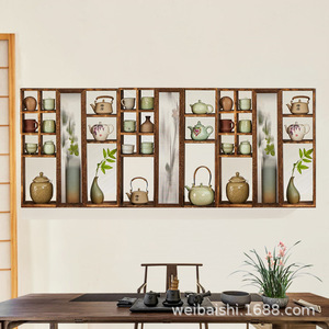 Estante de Exhibición de Madera Sólida para Montar en la Pared, Estilo Chino Moderno, Mueble de Almacenamiento para Sala de Estar - Product Image 1