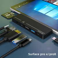 Hub USB 8-en-1 Thunderbolt 3 double Type-C RJ45 SD TF pour ordinateur portable Surface Pro 9/10, matériau ABS noir, garantie 12 mois, en stock