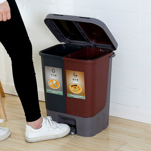 Dual Use 20L Plastic Trash Can With Lid Flip Top Sorting <b>Bin</b> For Kitchen Indoor <b>Square</b> Shape - Product Image 4