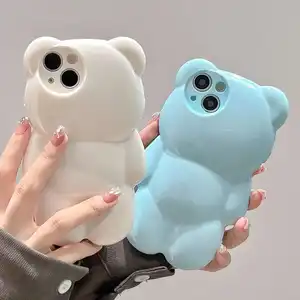 New Arrival Cute Color Bear Phone Case For iphone 15 14 13 pro max Free Shipping Shockproof 2024 Dropshipping Products