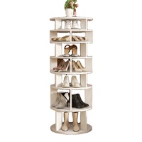 Meuble à chaussures rotatif en bambou style ferme, multi-niveaux, pour entrée et couloir, collection 2025