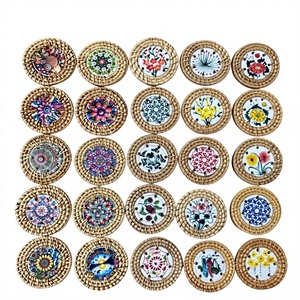 Vietnam Premium Rattan Drink <b>Coaster</b> with Mother of Pearl Inlay for Protecting Tables Beverage Service Luxury Home Decor - Product Image 1