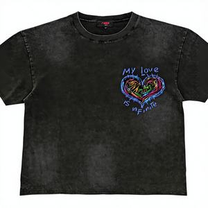 Camiseta de Manga Corta para Hombre, Estilo Informal, con Estampado de Moda, Gruesa y Versátil, con la Frase "Mi Amor Es Infinito" - Product Image 4