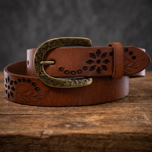 Ceintures en cuir de vache 100% originales avec motif floral, boucle en acier, solides, écologiques, imperméables, résistantes, très vendues - Product Image 1