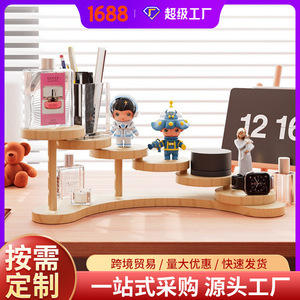 Solid Wood Desktop <b>Shelf</b> Multipurpose Flower Stand Office Organizer Storage Display Rack For <b>Desk</b> Use - Product Image 5