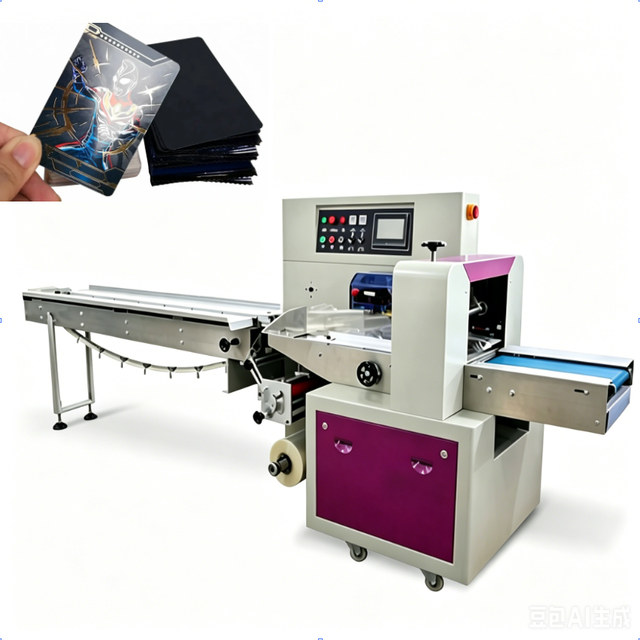 Multi-function Trading Cards Flow Wrapper Pillow Plastic Business Card Bag Automatic Card Packaging Machine with Perforation