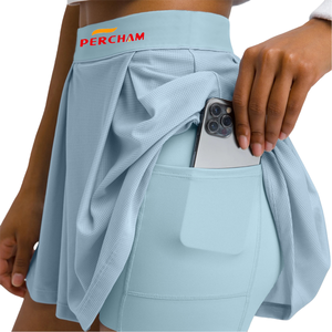Vêtements de sport pour femmes de haute qualité, jupe de tennis respirante à taille haute, logo sur le devant, évacuation de l'humidité, tenue de tennis confortable - Product Image 1