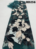 Tissu de dentelle brodée en tulle avec perles et sequins floraux 3D pour robe de soirée ou de mariage au Venezuela