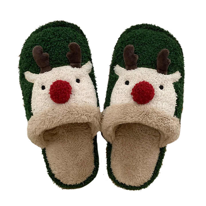 XIXITIAO Santa Reindeer Fluffy Fur for Slippers Comfortable Fashionable Christmas Bedroom for Slippers for Women and Girls for