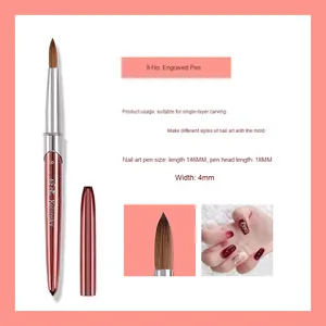 Pincel de Uñas Acrílico 100% Pelo Kolinsky, Tamaños 8 y 16, Mango Metálico, Pincel Profesional para Arte de Uñas - Product Image 5