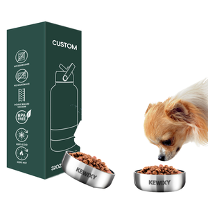 ई एंड एस कस्टम लोगो 32 औंस पोर्टेबल स्टेनलेस स्टील पालतू जानवरों के लिए भोजन पानी के लिए 3-इन-1 शैली - Product Image 4